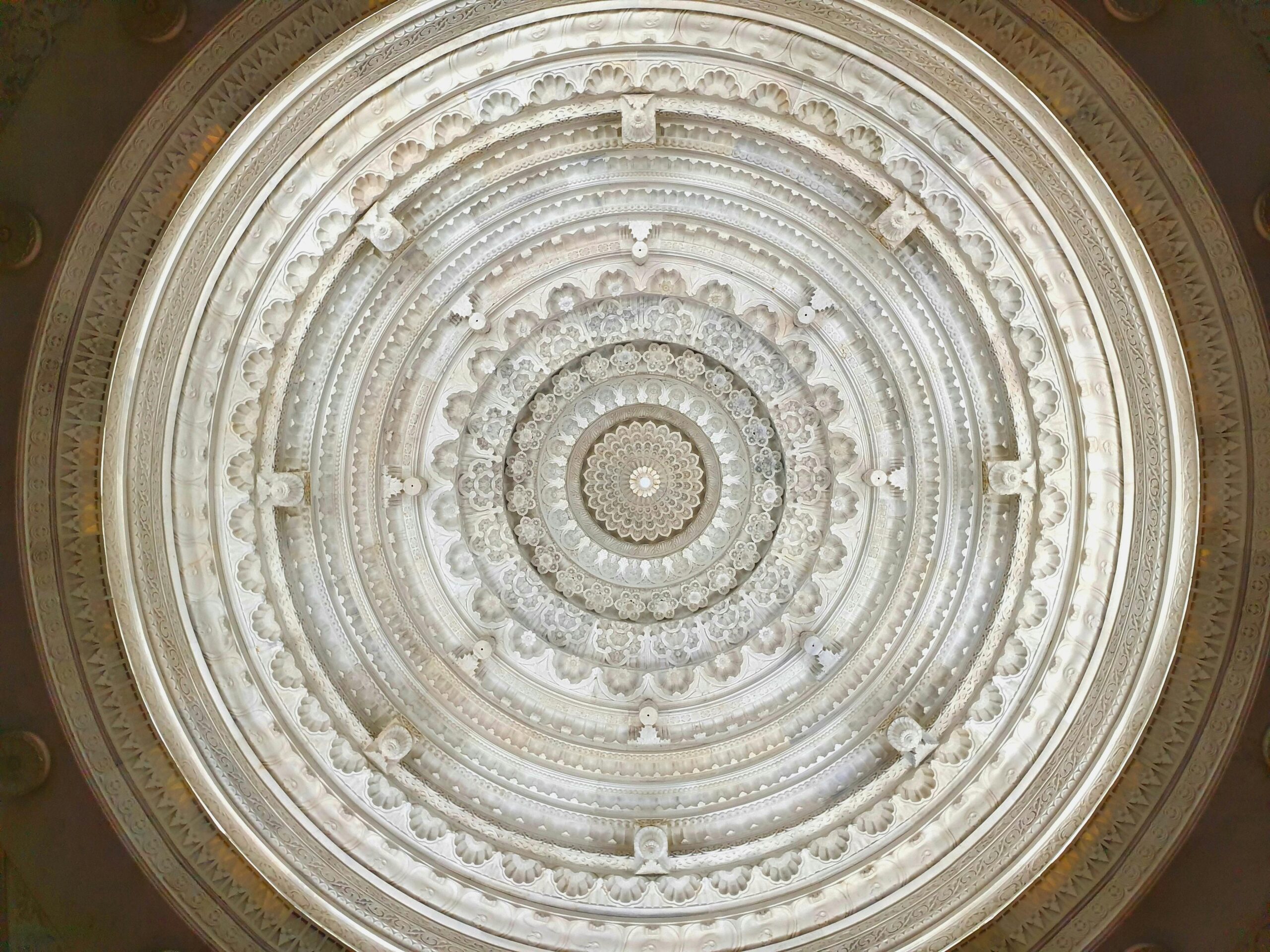 Intricate geometric patterns decorate this stunning dome ceiling in Jaipur, India.
